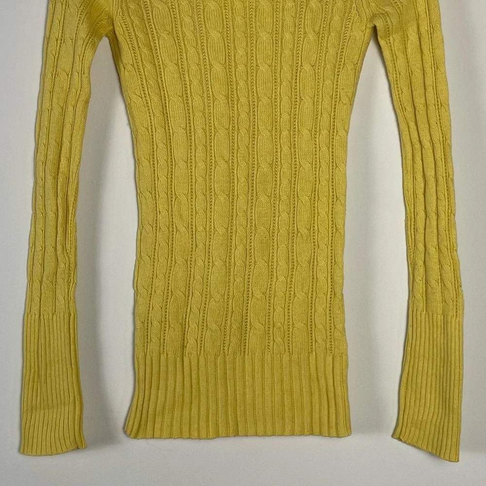 Vintage‎ Y2K American Eagle Sweater Women XSmall Cable Knit V Neck Slim Longline - Picture 8 of 10